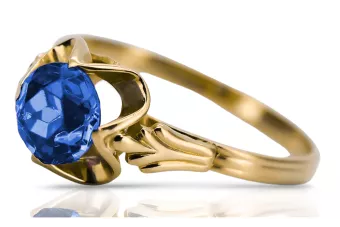 Szafir 14k żółte złoto Pierścionek Klasyczny Vintage vrc023y